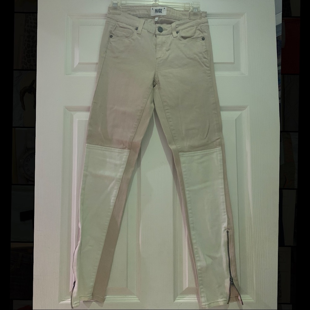 Paige Brand Beige and White Jeans